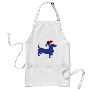 Cute Dachshund in a Santa Hat Adult Apron