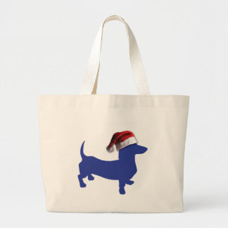 Cute Dachshund in a Santa Hat Large Tote Bag