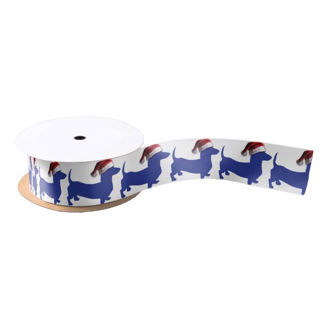 Cute Dachshund in a Santa Hat Satin Ribbon (Spool)