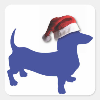 Cute Dachshund in a Santa Hat Square Sticker