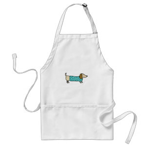 Cute dachshund in mint blue adult apron
