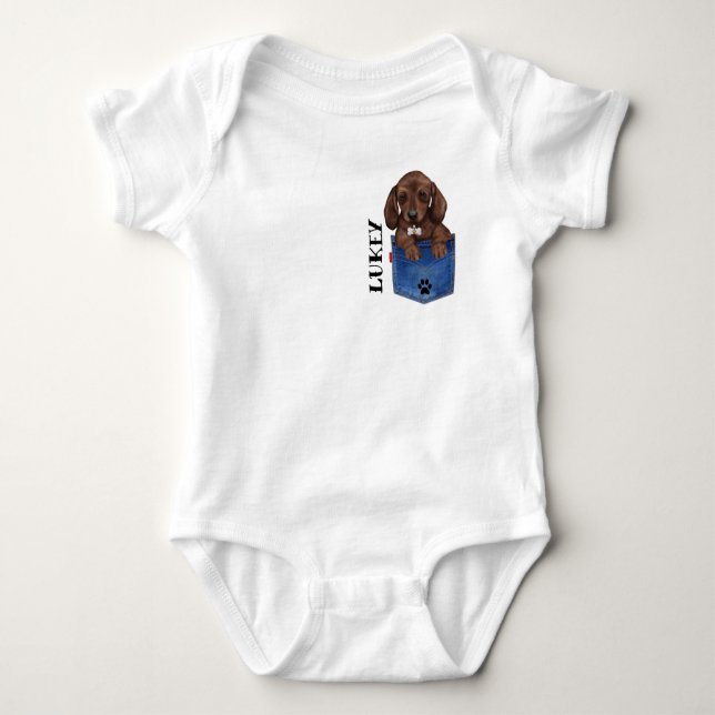 Cute Dachshund In My Pocket Personalized Bodysuit (Front)
