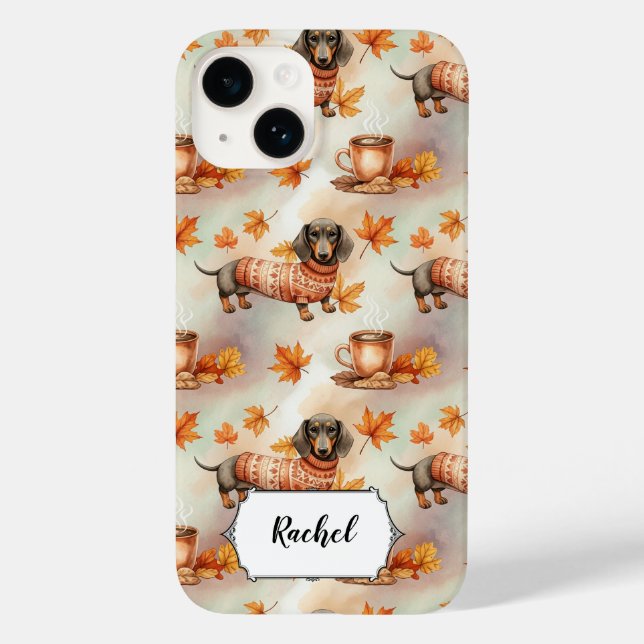 Cute Dachshund in sweater Dog Lover personalized Case-Mate iPhone Case (Back)