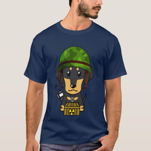Cute dachshund is a military pet T_Shirt