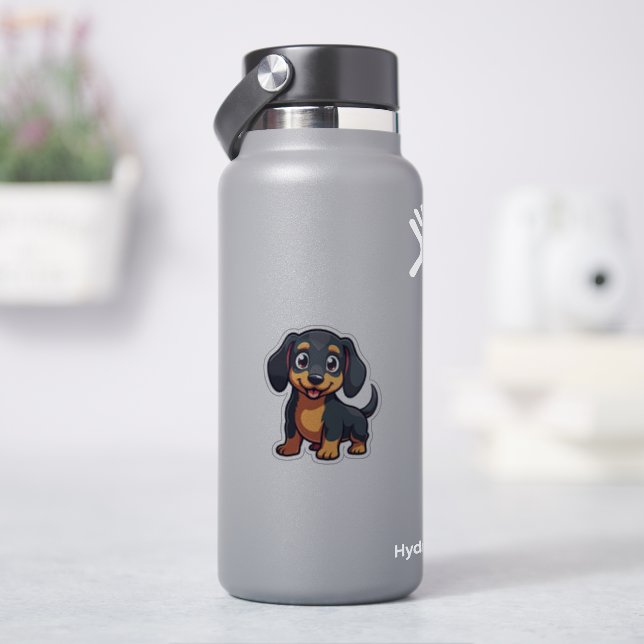 Cute Dachshund, Kawaii Adventure, Small Sticker (HydroFlask)
