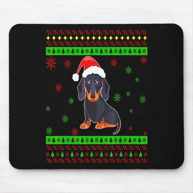 Cute Dachshund Long Dog Mom Merry Xmas New Year  Mouse Pad (Front)