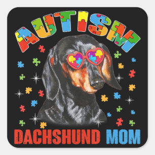 Cute Dachshund Lover Autism Awareness Dog Mom Gift Square Sticker