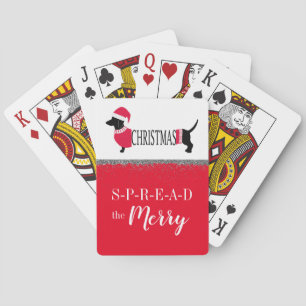 Cute Dachshund Merry Christmas Dog Fun Graphic Poker Cards