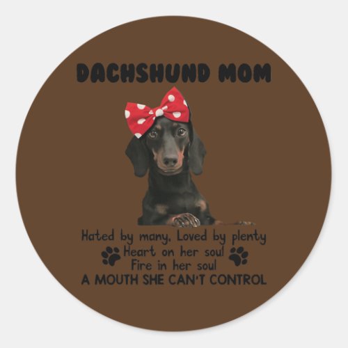 Cute Dachshund Mom Bandana Happy Mothers Day Classic Round Sticker