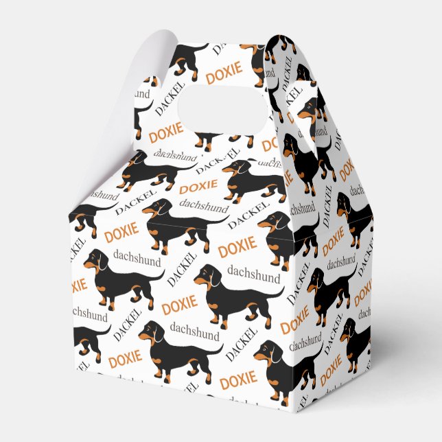 Cute Dachshund or Doxie Pattern Favor Boxes (Front Side)