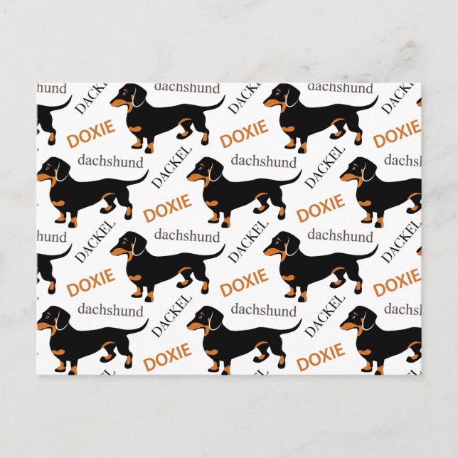 Cute Dachshund or Doxie Pattern Postcard (Front)