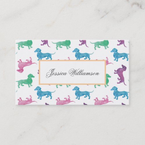 Cute Dachshund Pastel Colored Dog Walker Business Card