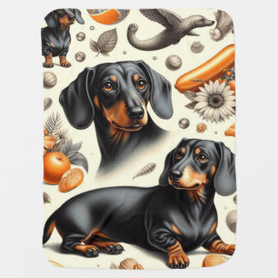 Cute Dachshund Pattern Baby Blanket