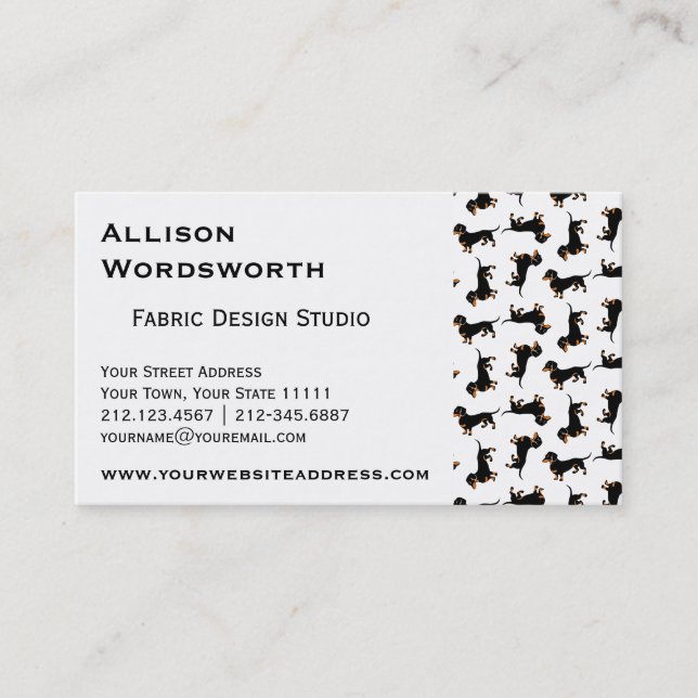 Cute Dachshund Pattern Business Card (Front)