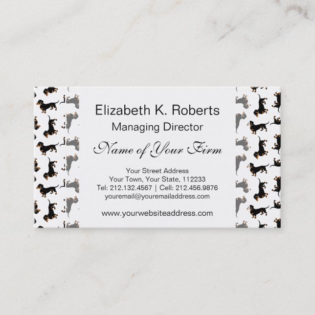 Cute Dachshund Pattern Business Card (Front)