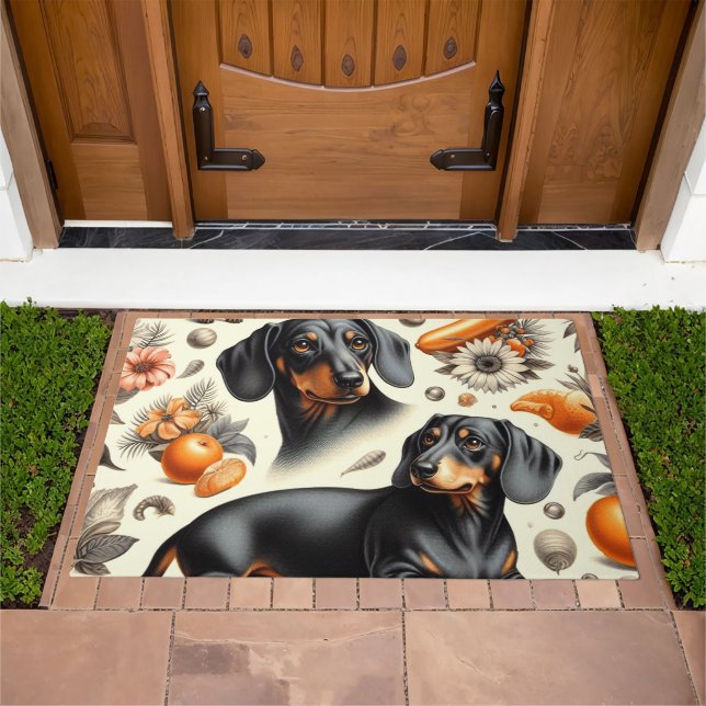 Cute Dachshund Pattern Doormat (Outdoor)