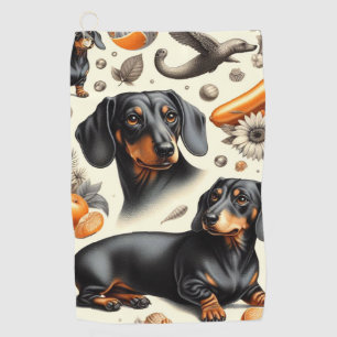 Cute Dachshund Pattern Golf Towel