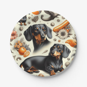 Cute Dachshund Pattern Paper Plates