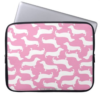 Cute Dachshund Pattern Perfect Gift For Doxie Love Laptop Sleeve by CarolinaSwagg at Zazzle