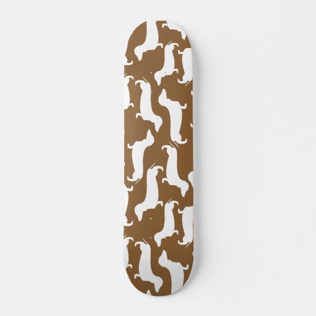 Cute Dachshund Pattern Perfect Gift for Doxie Love Skateboard Deck (Front)