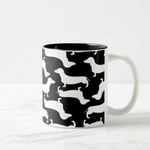 Cute Dachshund Pattern Perfect Gift for Doxie Love Two-Tone Coffee Mug