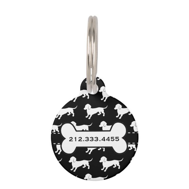 Cute Dachshund Pattern Pet ID Tag (Back)