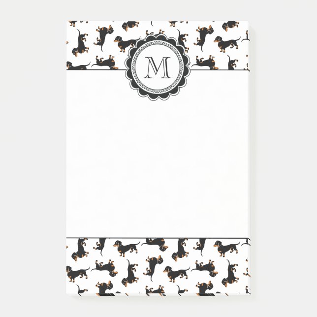 Cute Dachshund Pattern Post-it Notes (Front)