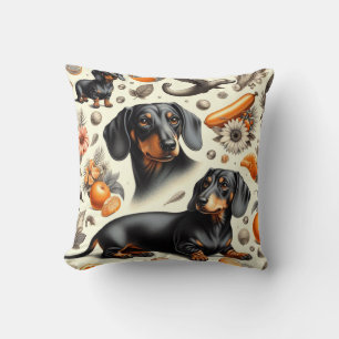 Cute Dachshund Pattern Throw Pillow