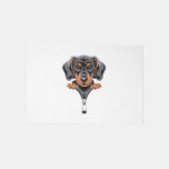 Cute Dachshund Peeking Out of Zipper Illustration Rug