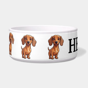Cute Dachshund Personalize Bowl