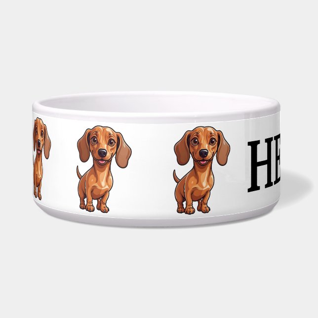 Cute Dachshund Personalize Bowl (Left)