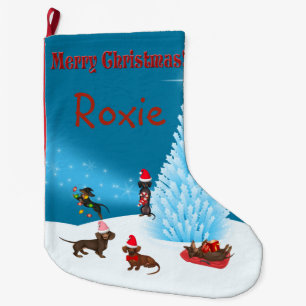 Cute Dachshund Personalized Christmas Stocking