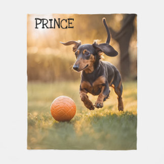 Cute Dachshund Personalized Fleece Blanket