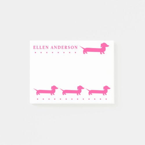 Cute Dachshund Pink Custom Colors and Texts Post_it Notes