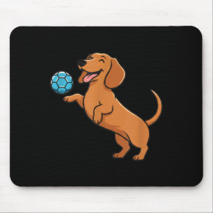 Cute Dachshund Playing Soccer Ball Happy Puppy Dog Mouse Pad