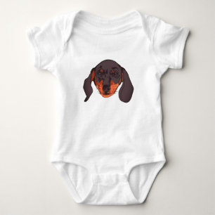 Cute Dachshund Portrait Baby Bodysuit
