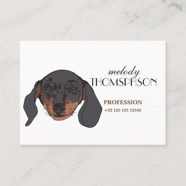 Cute Dachshund  Portrait Business Card (Front)