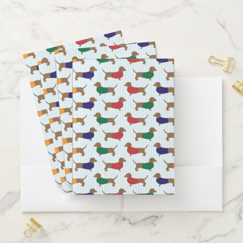 Cute Dachshund Print Pocket Folder