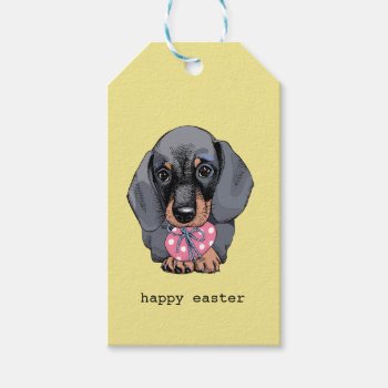 Cute Dachshund Pup With Easter Egg Gift Tags by Doxie_love at Zazzle