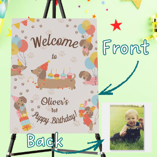 Cute Dachshund Puppies Birthday Party Welcome Foam Board