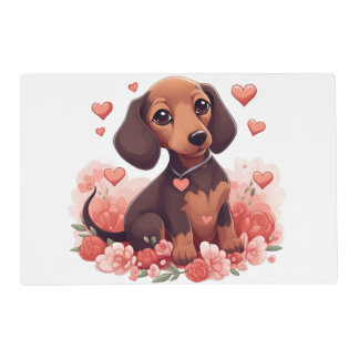 Cute Dachshund Puppy Art Placemat