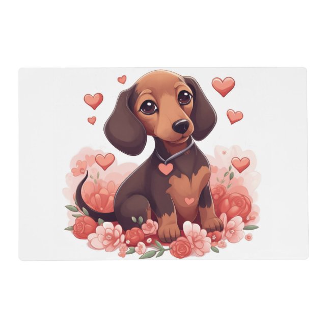Cute Dachshund Puppy Art  Placemat (Front)