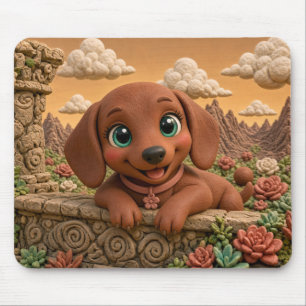 Cute Dachshund Puppy, Baby Dog Mouse Pad