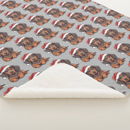 Cute Dachshund Puppy Christmas Sherpa Blanket