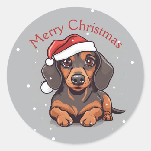 Cute Dachshund Puppy Christmas Stickers Seals