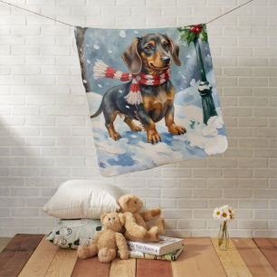 Cute Dachshund Puppy Cozy Winter Scarf Art Baby Blanket