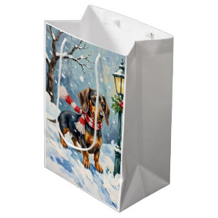 Cute Dachshund Puppy Cozy Winter Scarf Art Medium Gift Bag