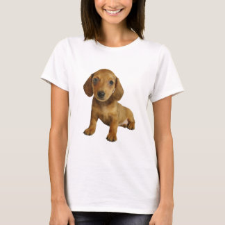 Cute Dachshund Puppy (Cream Brown) Sitting T-Shirt