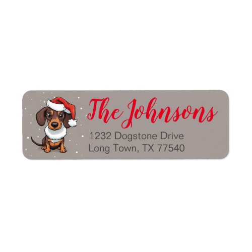 Cute Dachshund Puppy Dog Address Label Christmas