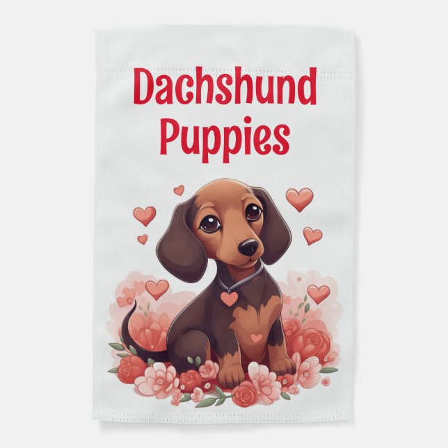 Cute Dachshund Puppy Dog Breeder Garden Flag (Front)